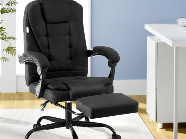Artiss Office Chair Executive Fabric Seat Racing Computer Desk Chairs Footrest