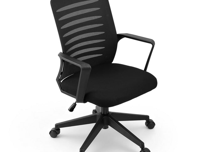Artiss Ergonomic Office Chair Mesh Computer Desk Chairs with Lumbar Support, Height Adjustment Swivel Chair Mid Back for Home Office Study, Black