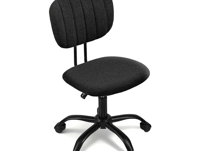 Artiss Armless Office Chair with Wheels, Ergonomic 360° Swivel Home Office Desk Chair, Height Adjustable Computer Task Chair with Fabric Back and Seat for Small Space, Black