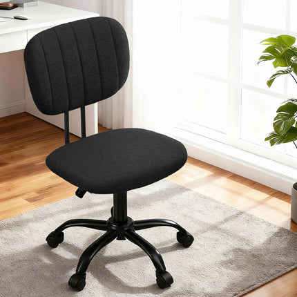 Artiss Armless Office Chair with Wheels, Ergonomic 360¬∞ Swivel Home Office Desk Chair, Height Adjustable Computer Task Chair with Fabric Back and Seat for Small Space, Black