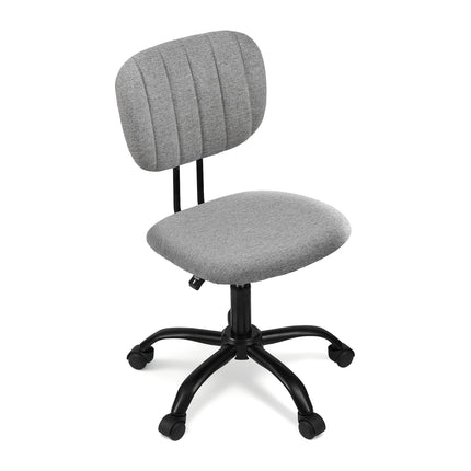 Artiss Armless Office Chair with Wheels, Ergonomic 360¬∞ Swivel Home Office Desk Chair, Height Adjustable Computer Task Chair with Fabric Back and Seat for Small Space, Grey