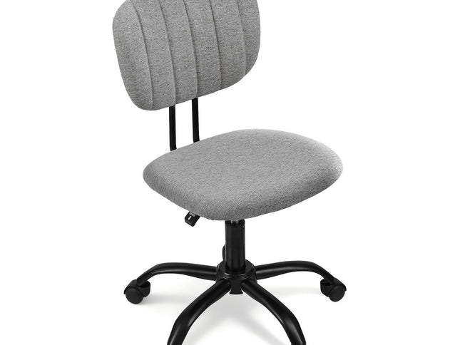 Artiss Armless Office Chair with Wheels, Ergonomic 360° Swivel Home Office Desk Chair, Height Adjustable Computer Task Chair with Fabric Back and Seat for Small Space, Grey