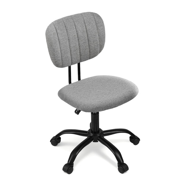 Artiss Armless Office Chair with Wheels, Ergonomic 360¬∞ Swivel Home Office Desk Chair, Height Adjustable Computer Task Chair with Fabric Back and Seat for Small Space, Grey
