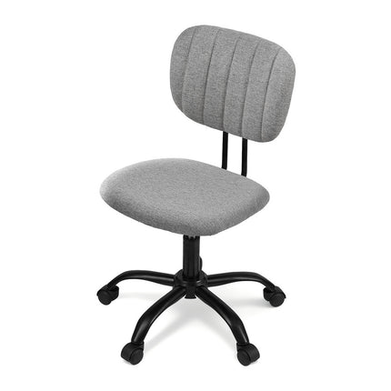 Artiss Armless Office Chair with Wheels, Ergonomic 360¬∞ Swivel Home Office Desk Chair, Height Adjustable Computer Task Chair with Fabric Back and Seat for Small Space, Grey