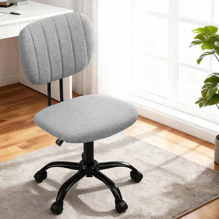 Artiss Armless Office Chair with Wheels, Ergonomic 360¬∞ Swivel Home Office Desk Chair, Height Adjustable Computer Task Chair with Fabric Back and Seat for Small Space, Grey