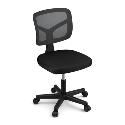 Artiss Armless Office Chair with Wheels, Ergonomic 360¬∞ Swivel Home Office Desk Chair, Height Adjustable Computer Task Chair with Fabric Back and Seat for Small Space, Black