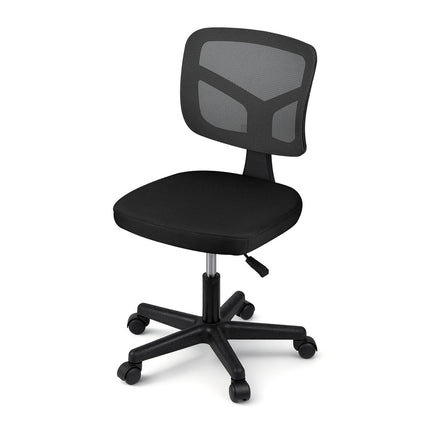 Artiss Armless Office Chair with Wheels, Ergonomic 360¬∞ Swivel Home Office Desk Chair, Height Adjustable Computer Task Chair with Fabric Back and Seat for Small Space, Black