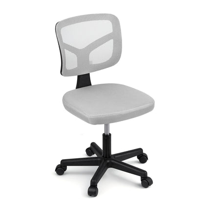 Artiss Armless Office Chair with Wheels, Ergonomic 360¬∞ Swivel Home Office Desk Chair, Height Adjustable Computer Task Chair with Fabric Back and Seat for Small Space, Grey
