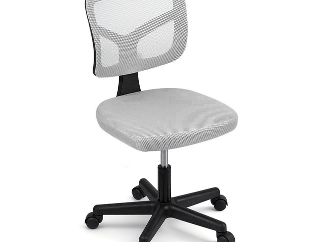Artiss Armless Office Chair with Wheels, Ergonomic 360° Swivel Home Office Desk Chair, Height Adjustable Computer Task Chair with Fabric Back and Seat for Small Space, Grey