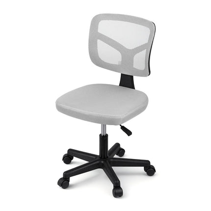 Artiss Armless Office Chair with Wheels, Ergonomic 360¬∞ Swivel Home Office Desk Chair, Height Adjustable Computer Task Chair with Fabric Back and Seat for Small Space, Grey