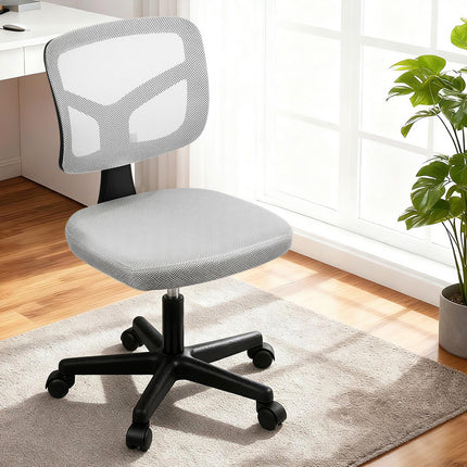 Artiss Armless Office Chair with Wheels, Ergonomic 360¬∞ Swivel Home Office Desk Chair, Height Adjustable Computer Task Chair with Fabric Back and Seat for Small Space, Grey