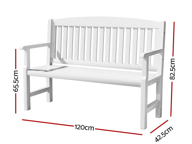 Gardeon Outdoor Garden Bench Wooden 2 Seater Lounge Chair Patio Furniture White