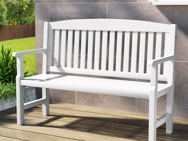 Gardeon Outdoor Garden Bench Wooden 2 Seater Lounge Chair Patio Furniture White
