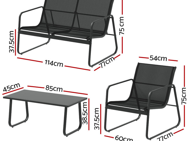 Gardeon Outdoor Sofa Set Lounge Setting Textilene Table and Chairs Garden Patio Furniture