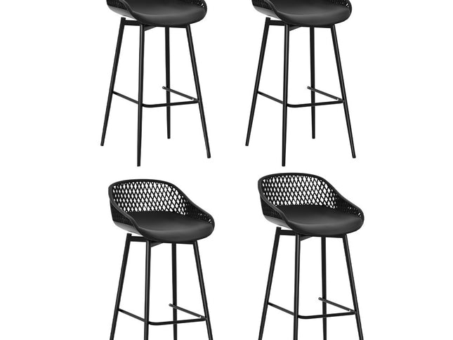 Gardeon 4x Outdoor Bar Stools Plastic Black
