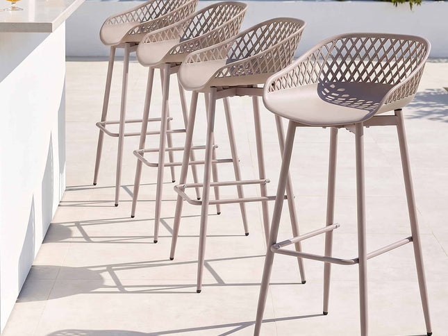 Gardeon 4-Piece Outdoor Bar Stools Plastic Metal Dining Chair Furniture Coffee
