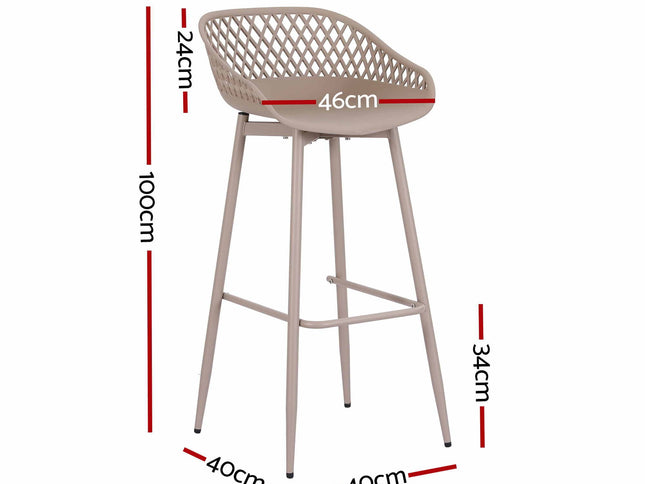 Gardeon 4-Piece Outdoor Bar Stools Plastic Metal Dining Chair Furniture Coffee