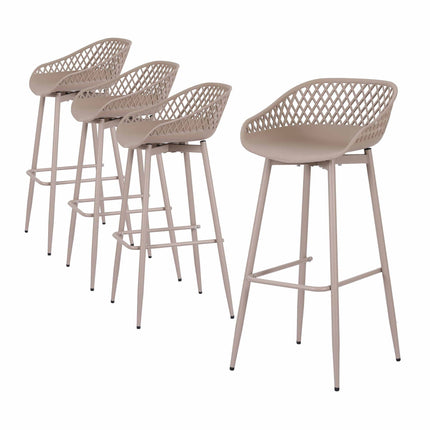 Gardeon 4-Piece Outdoor Bar Stools Plastic Metal Dining Chair Furniture Coffee