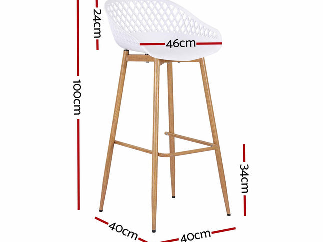 Gardeon 2PC Outdoor Bar Stools Plastic Metal Dining Chair Patio Furniture White