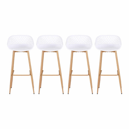 Gardeon 4-Piece Outdoor Bar Stools Plastic Metal Dining Chair Balcony White