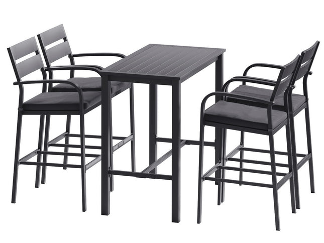 Gardeon Outdoor Bar Set 5-Piece Patio Dining Chairs Aluminium Table Stools