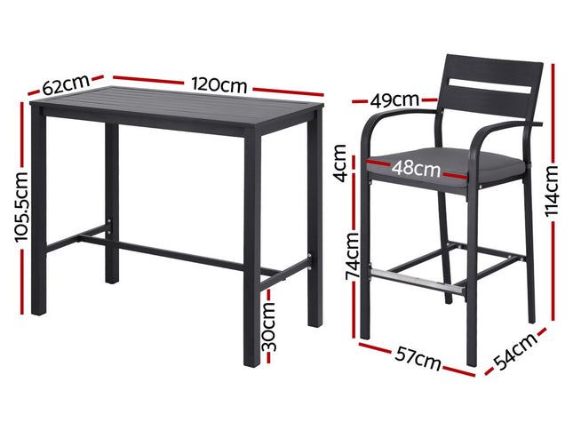 Gardeon Outdoor Bar Set 5-Piece Patio Dining Chairs Aluminium Table Stools