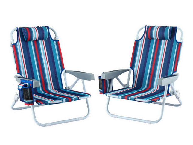 Gardeon Outdoor Chairs Beach Chair Backpack Cooler Storage Lightweight Fishing Blue