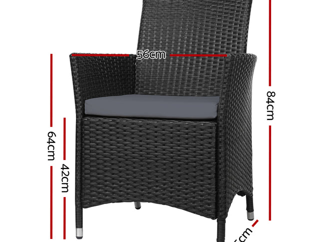 Gardeon Outdoor Dining Chairs Patio Furniture Wicker Garden Cushion Idris 2PC
