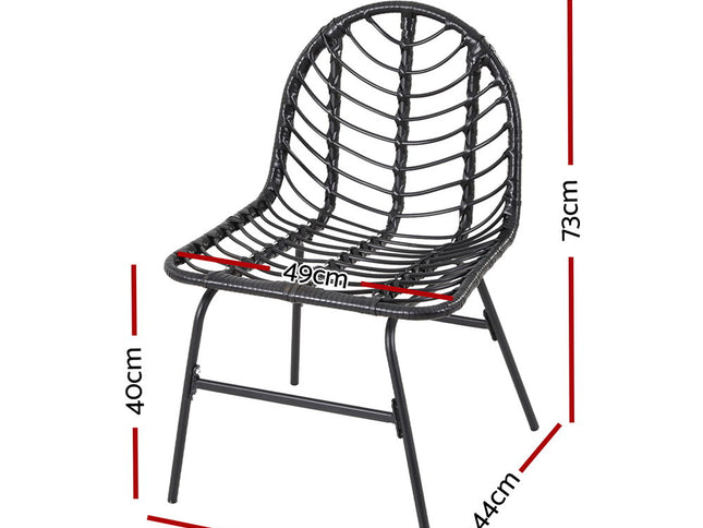 Gardeon 2x Outdoor Chairs Dining Chair Lounge Wicker Patio Furniture Black