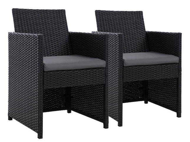 Gardeon 2PC Outdoor Dining Chairs Patio Furniture Wicker Garden Cushion Hugo