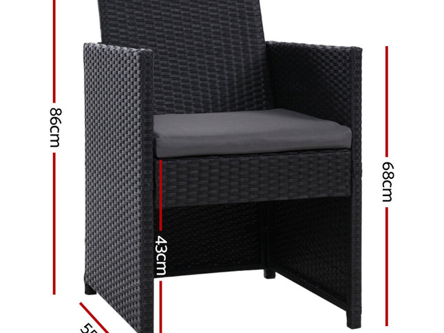 Gardeon 2PC Outdoor Dining Chairs Patio Furniture Wicker Garden Cushion Hugo