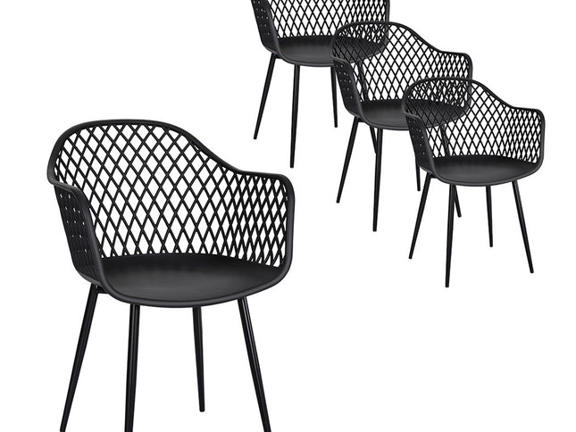 Gardeon 4PC Outdoor Dining Chairs PP Lounge Chair Patio Furniture Garden Black