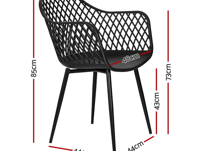 Gardeon 4PC Outdoor Dining Chairs PP Lounge Chair Patio Furniture Garden Black