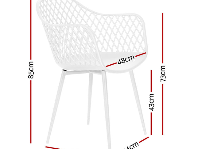 Gardeon 4PC Outdoor Dining Chairs PP Lounge Chair Patio Furniture Garden White