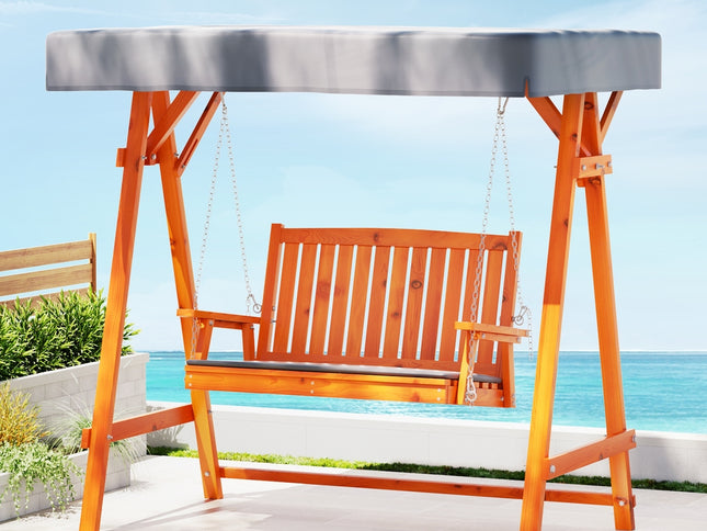 Gardeon Swing Chair Wooden Garden Bench Canopy 2 Seater Outdoor Furniture