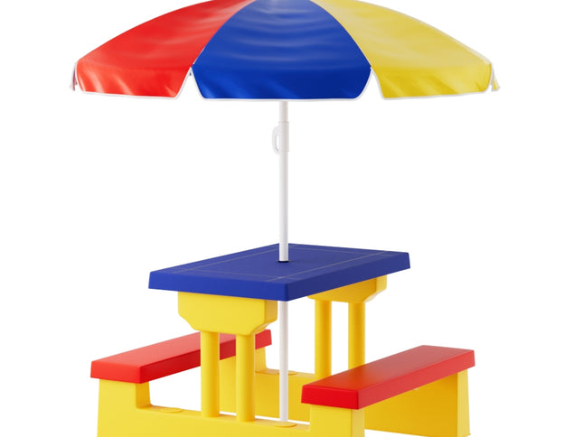 Keezi Kids Outdoor Table and Chairs Set Picnic Bench Umbrella Children Indoor