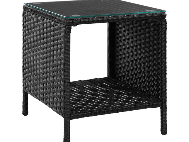 Gardeon Coffee Side Table Wicker Desk Rattan Outdoor Furniture Garden Black
