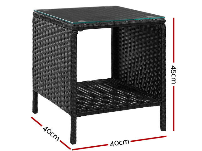 Gardeon Coffee Side Table Wicker Desk Rattan Outdoor Furniture Garden Black