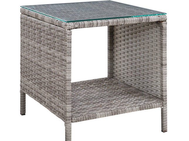 Gardeon Coffee Side Table Wicker Desk Rattan Outdoor Furniture Garden Grey