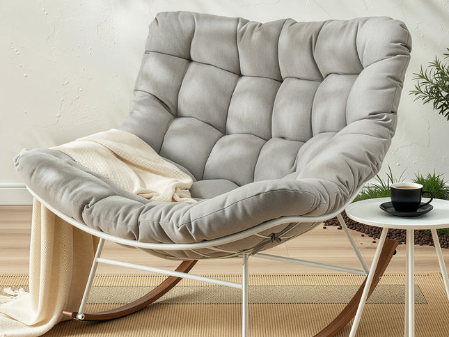 Gardeon Outdoor Rocking Chair Furniture Papasan Recliner Garden Patio Lounge Setting White
