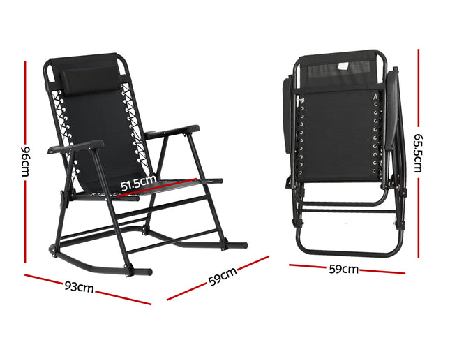 Gardeon Outdoor Rocking Chair Folding Reclining Recliner Patio Furniture Garden