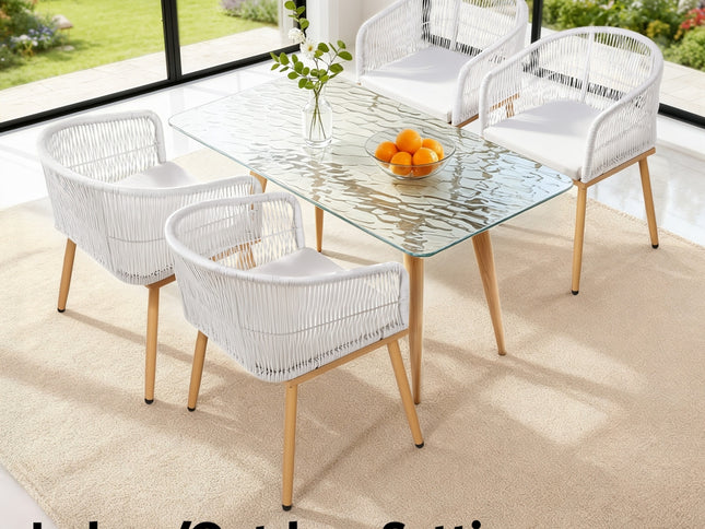 Gardeon 2PC Outdoor Dining Chairs Wicker Chair Patio Furniture Garden Steel White