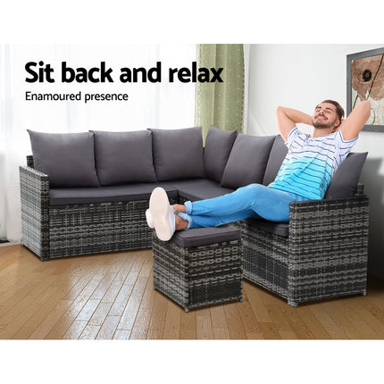 Gardeon Outdoor Furniture Dining Setting Sofa Set Lounge Wicker 9 Seater Mixed Grey