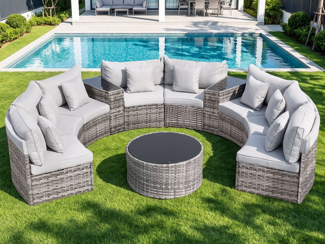 Gardeon 8 Seater Outdoor Sofa Set 11PCS Table Chair Set Garden Rattan Furniture