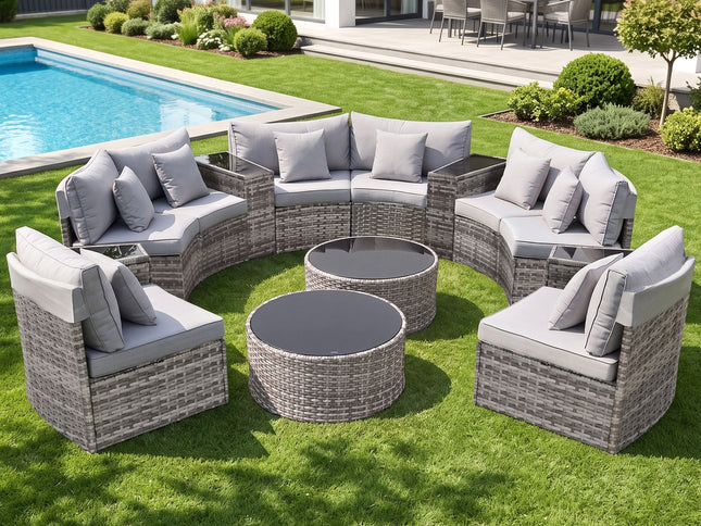 Gardeon 8 Seater Outdoor Sofa Set 14PCS Table Chair Set Rattan Patio Furniture