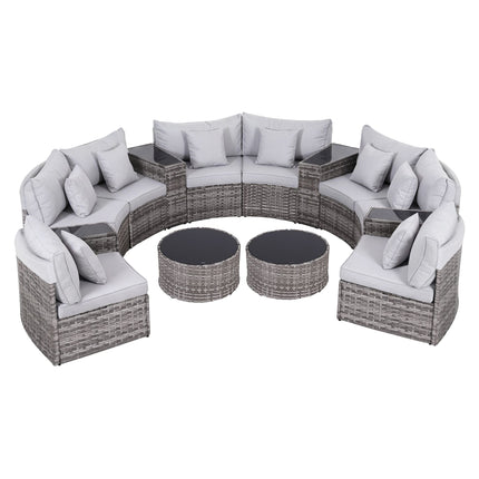 Gardeon 8 Seater Outdoor Sofa Set 14PCS Table Chair Set Rattan Patio Furniture