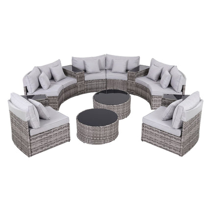 Gardeon 8 Seater Outdoor Sofa Set 14PCS Table Chair Set Rattan Patio Furniture