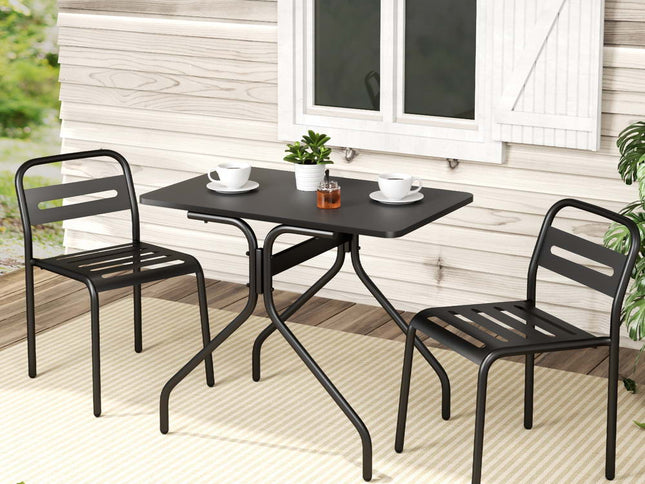 Gardeon 3PC Outdoor Bistro Set Patio Furniture Steel Table and Chairs Black