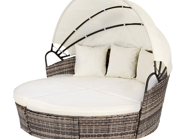 Gardeon Outdoor Day Bed Sun Lounge Setting Wicker Lounger Furniture Patio Beige Set of 3