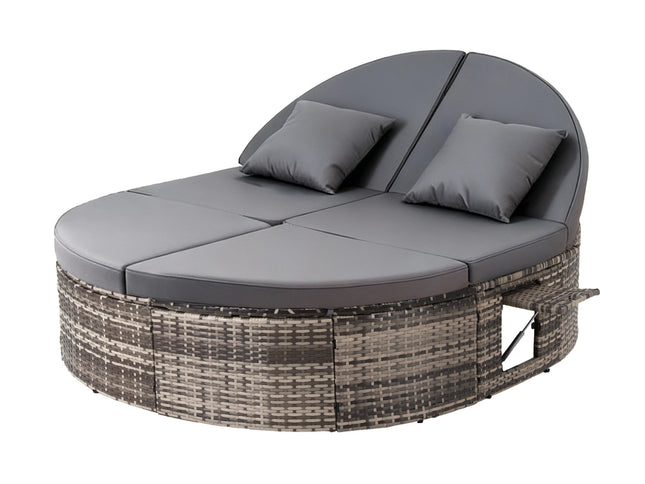 Gardeon Outdoor Day Bed Sun Lounge Setting Wicker Lounger Patio Furniture w/ Retractable Side Tray